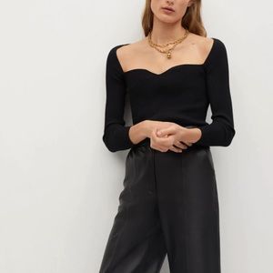 MANGO sweetheart neck sweater